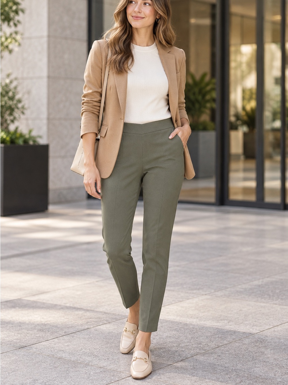 RW&CO Olive Green Pull-On Slim Ankle Pants Size 4